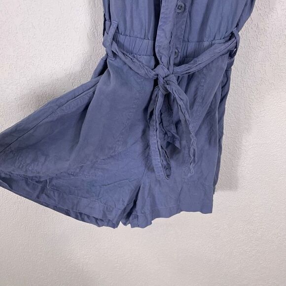 Cloth & Stone Blue Button Front Collared Sleeveless Romper - Picture 5 of 6